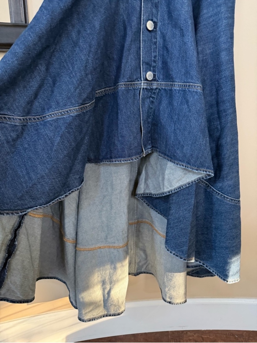 alice + olivia JUANA HIGH LOW DENIM DRESS - Picture 8 of 11